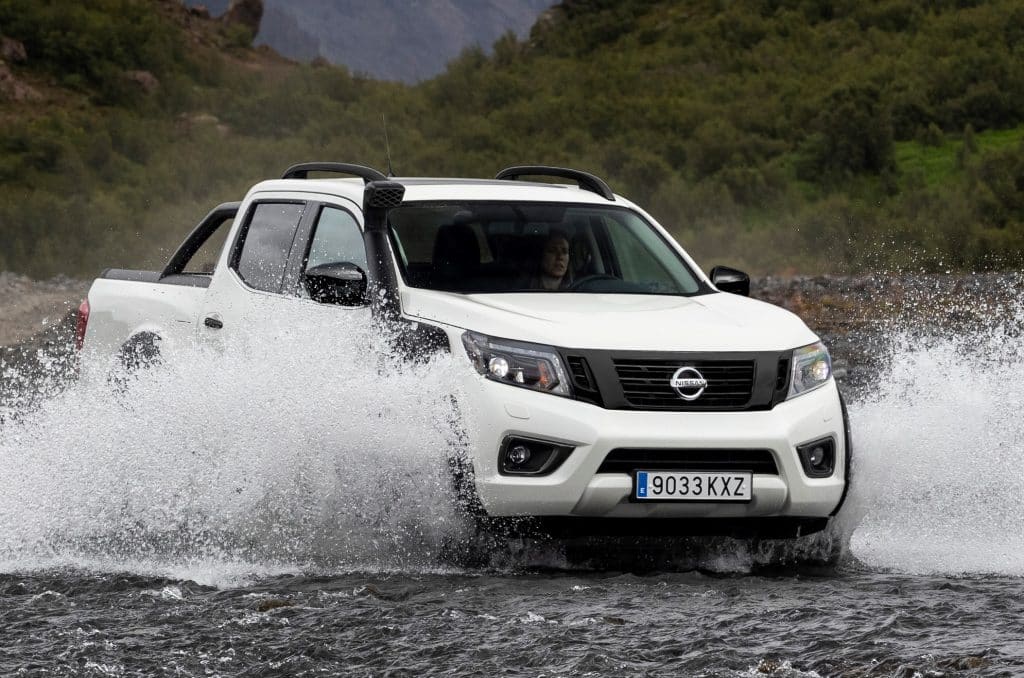 The Nissan Navara AT32 wading a river